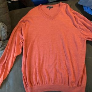 Used 2XB rose color vneck extra fine merino wool by Hart Schaffner Marx.
